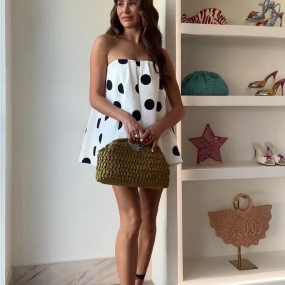 ZARA POLKA DOT STRAPLESS ТОР - Picture 1 of 6